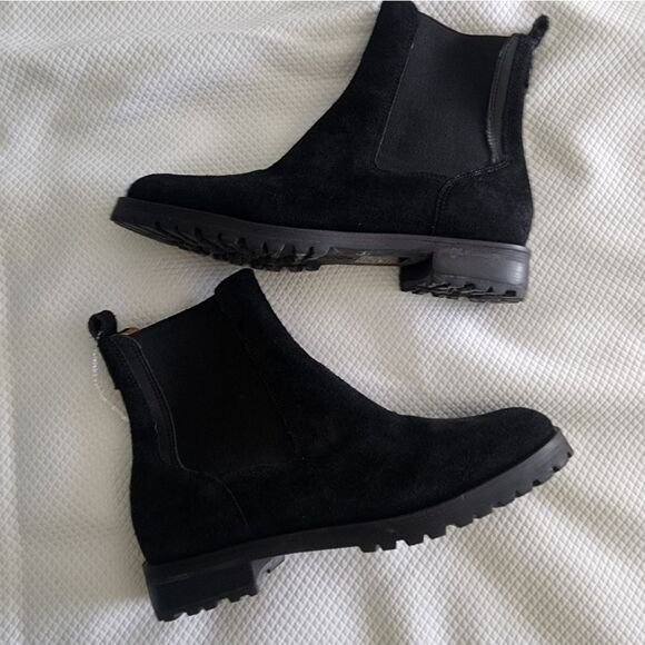 Jack Rogers Suede Leather Chelsea Black Ankle Boots - Picture 11 of 14